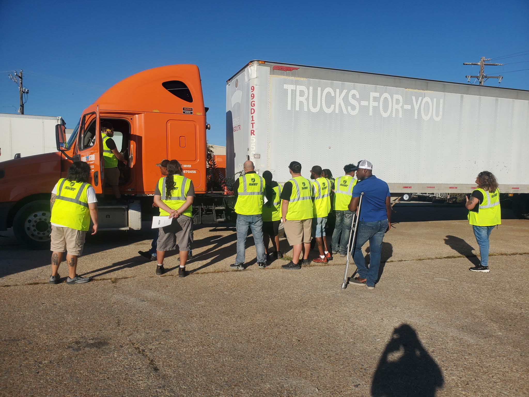 Students participating in CDL training at Lone Star Truck Driving Academy